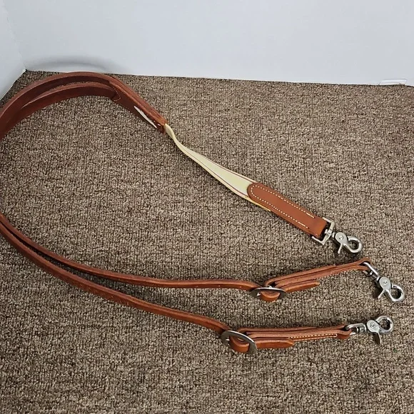 Hunn Saddlery Maker Quality Leather Suspenders Sz Med Adjustable Silver Hardware - Picture 4 of 10